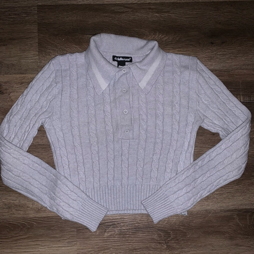 Charlotte Russe Gray Cable Knit Sweater